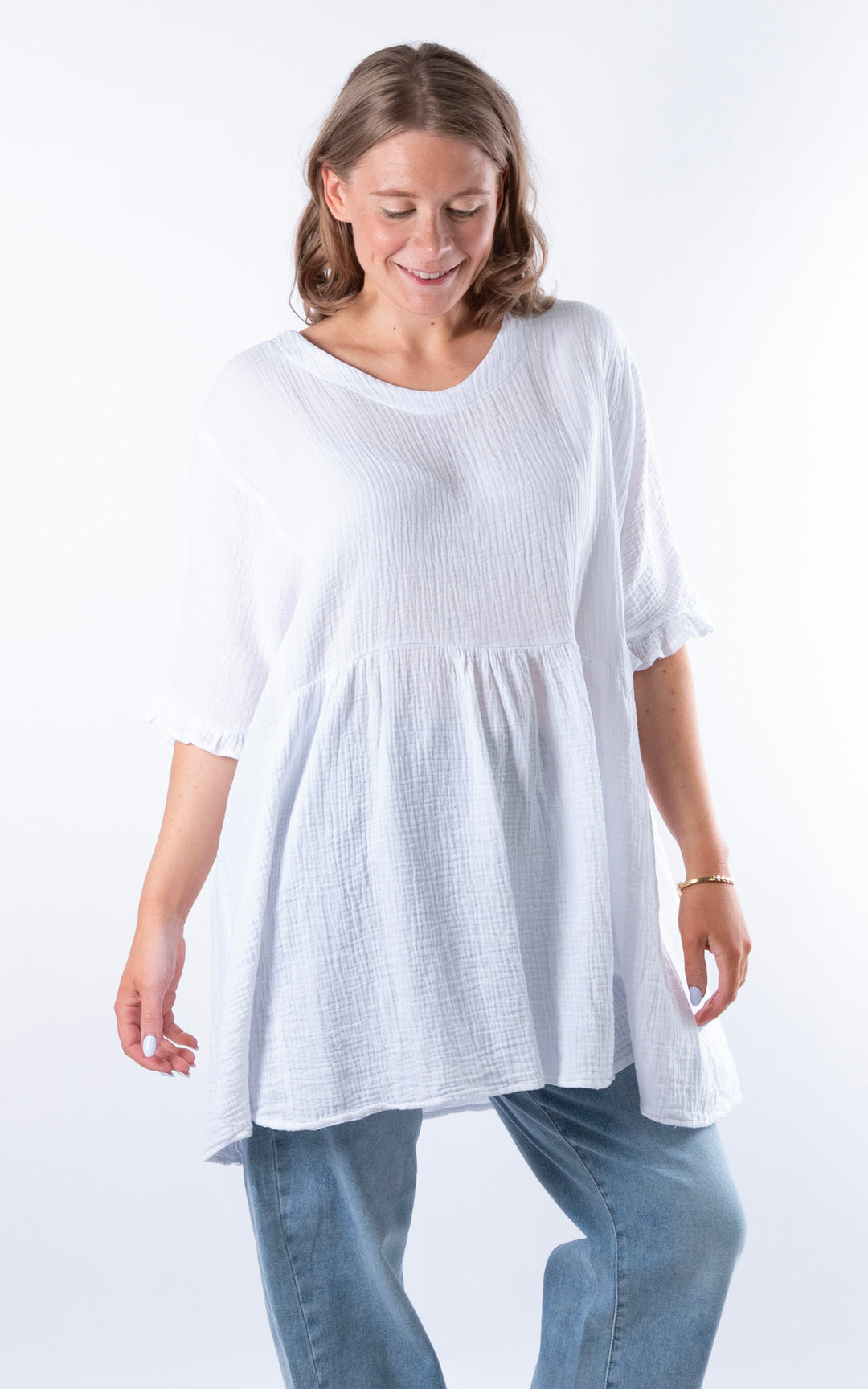 Quinn Cotton Tunic Top | White