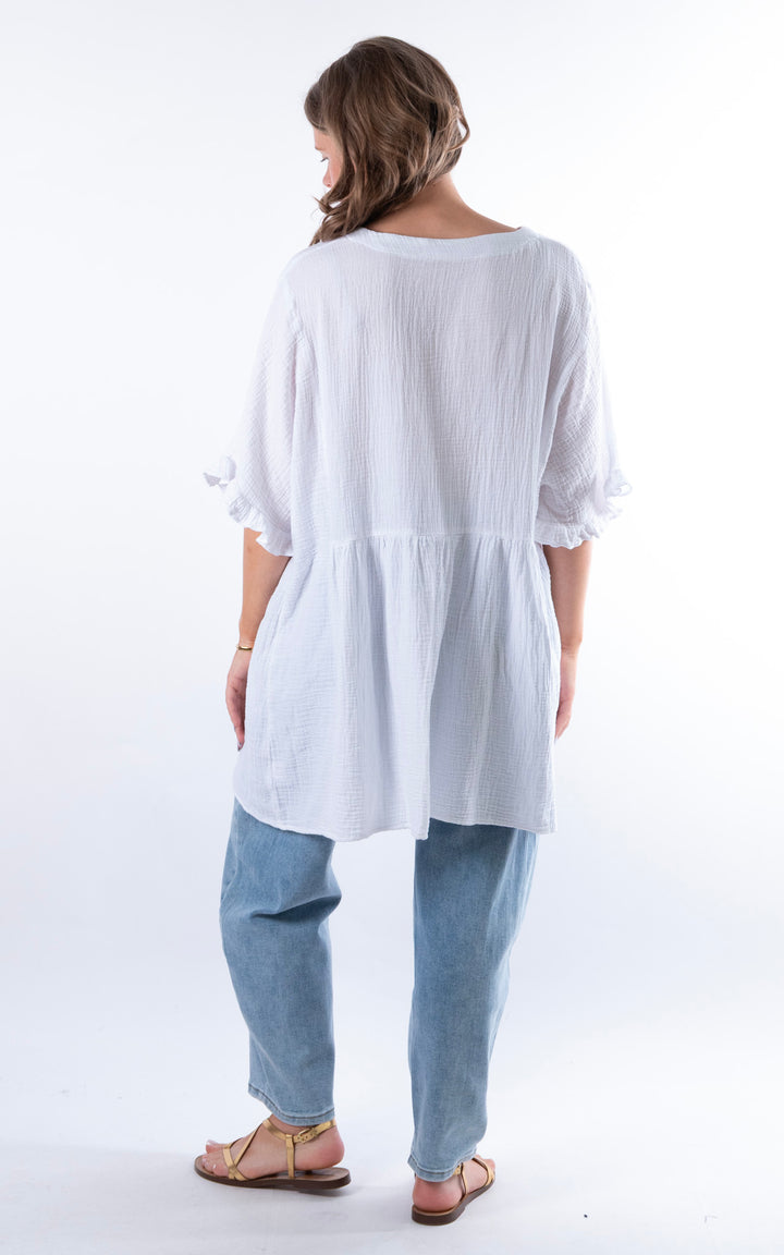 Quinn Cotton Tunic Top | White