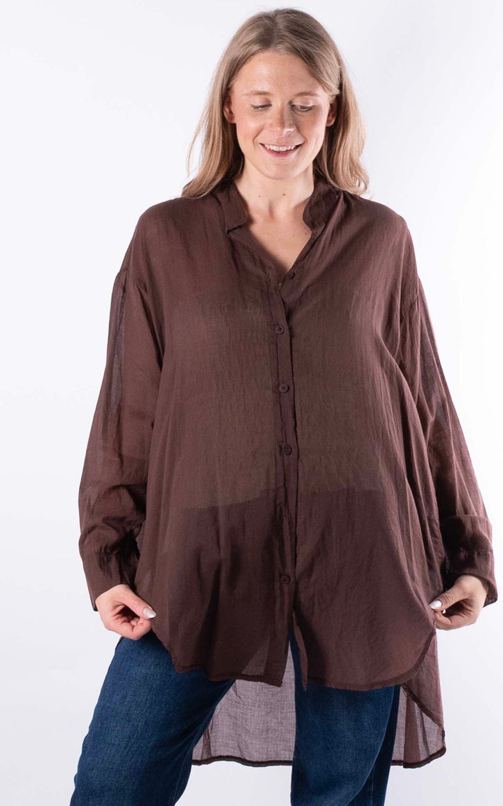Raven Cotton Shirt | Chocolate