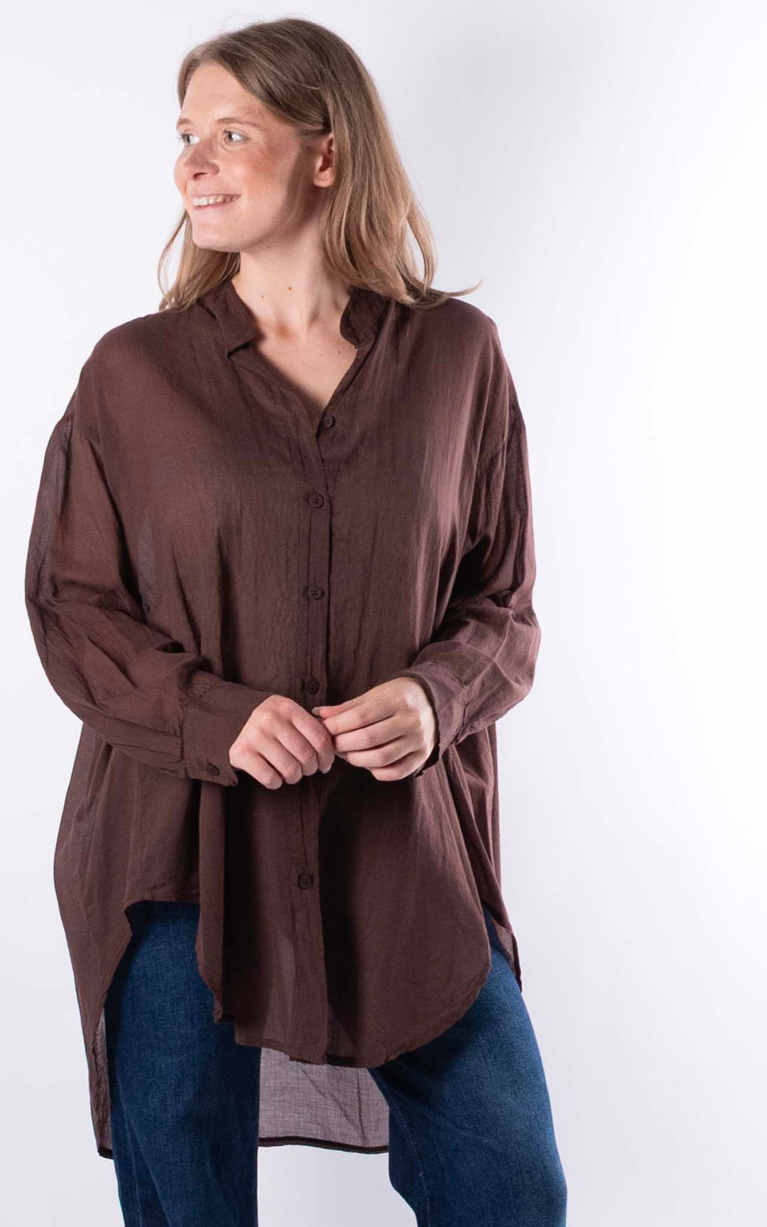 Raven Cotton Shirt | Chocolate