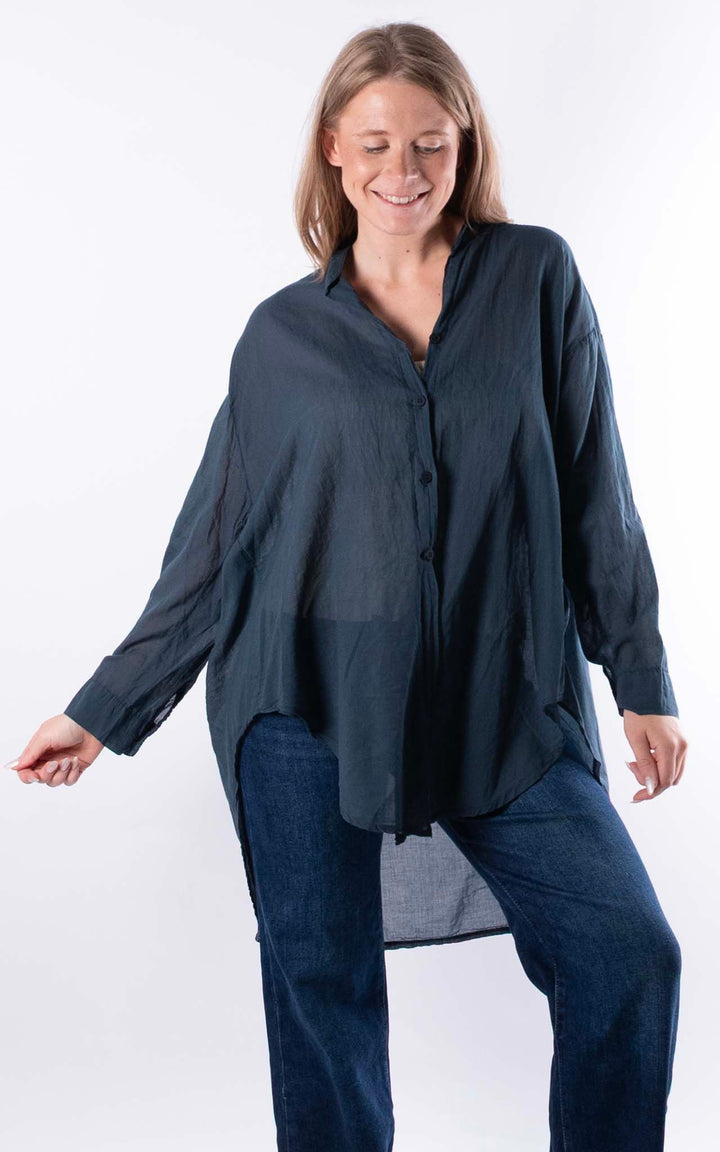 Raven Cotton Shirt | Navy