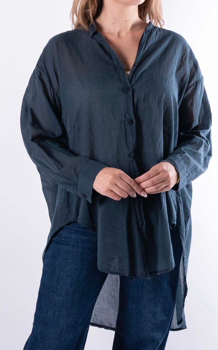 Raven Cotton Shirt | Navy
