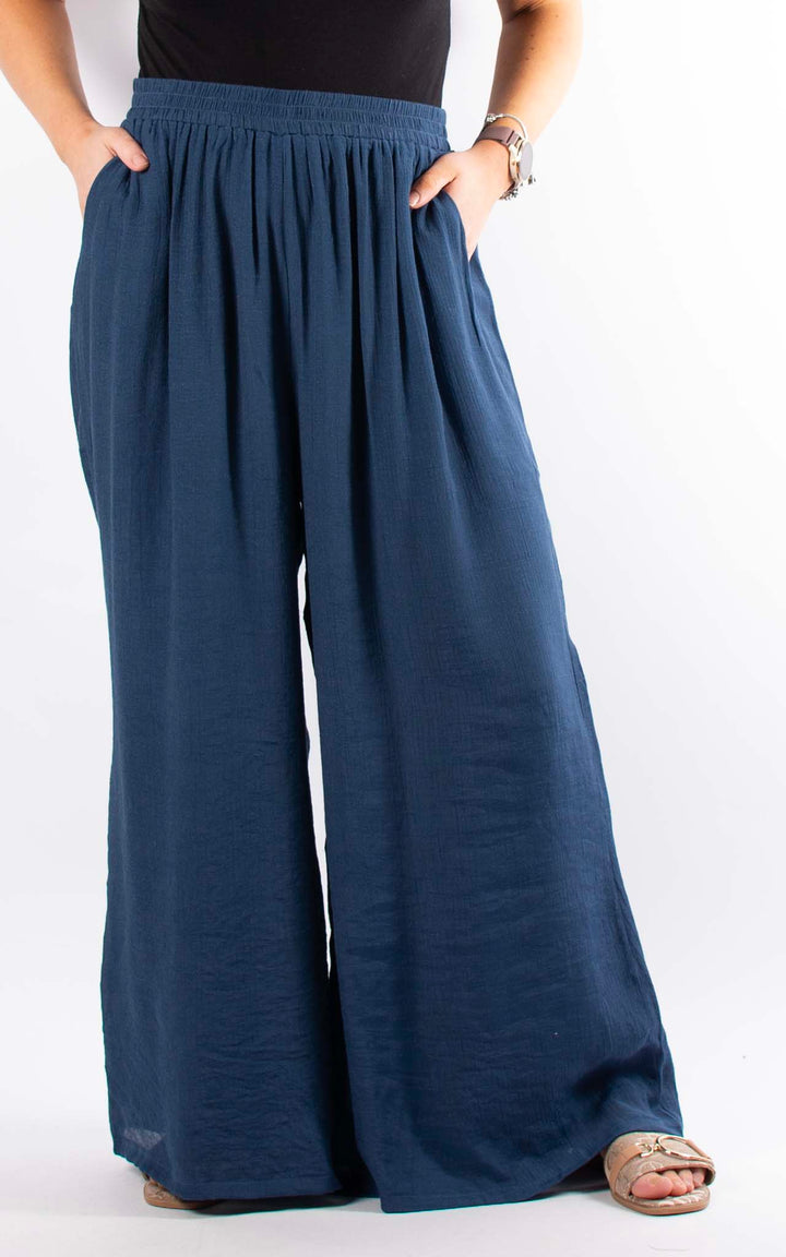 Raya Wide Leg Trouser | Navy