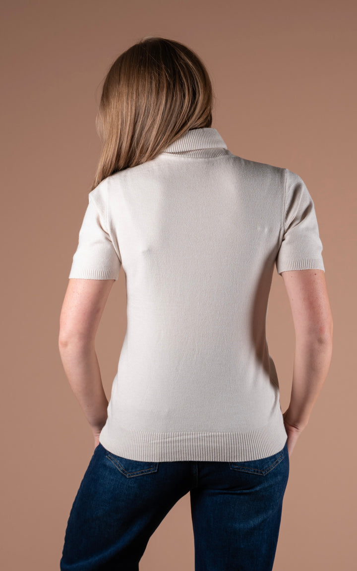 Remi Short Sleeve Roll Neck | Beige