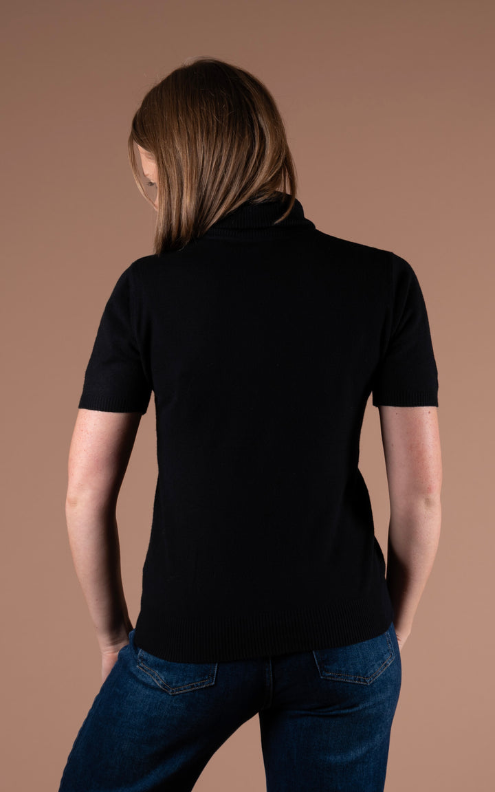 Remi Short Sleeve Roll Neck | Black
