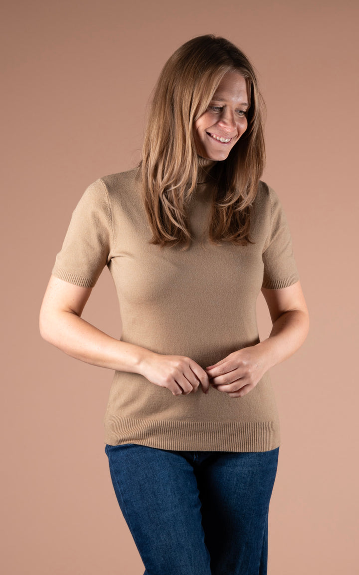 Remi Short Sleeve Roll Neck | Gold