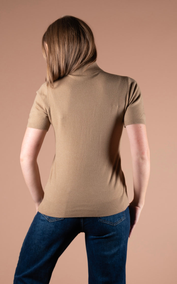 Remi Short Sleeve Roll Neck | Gold