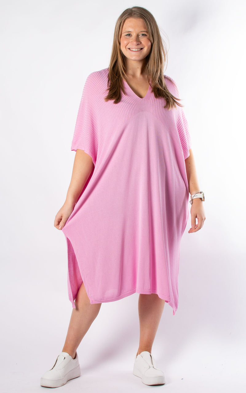 Ribbed Fine Knit Dress | Candy Pink