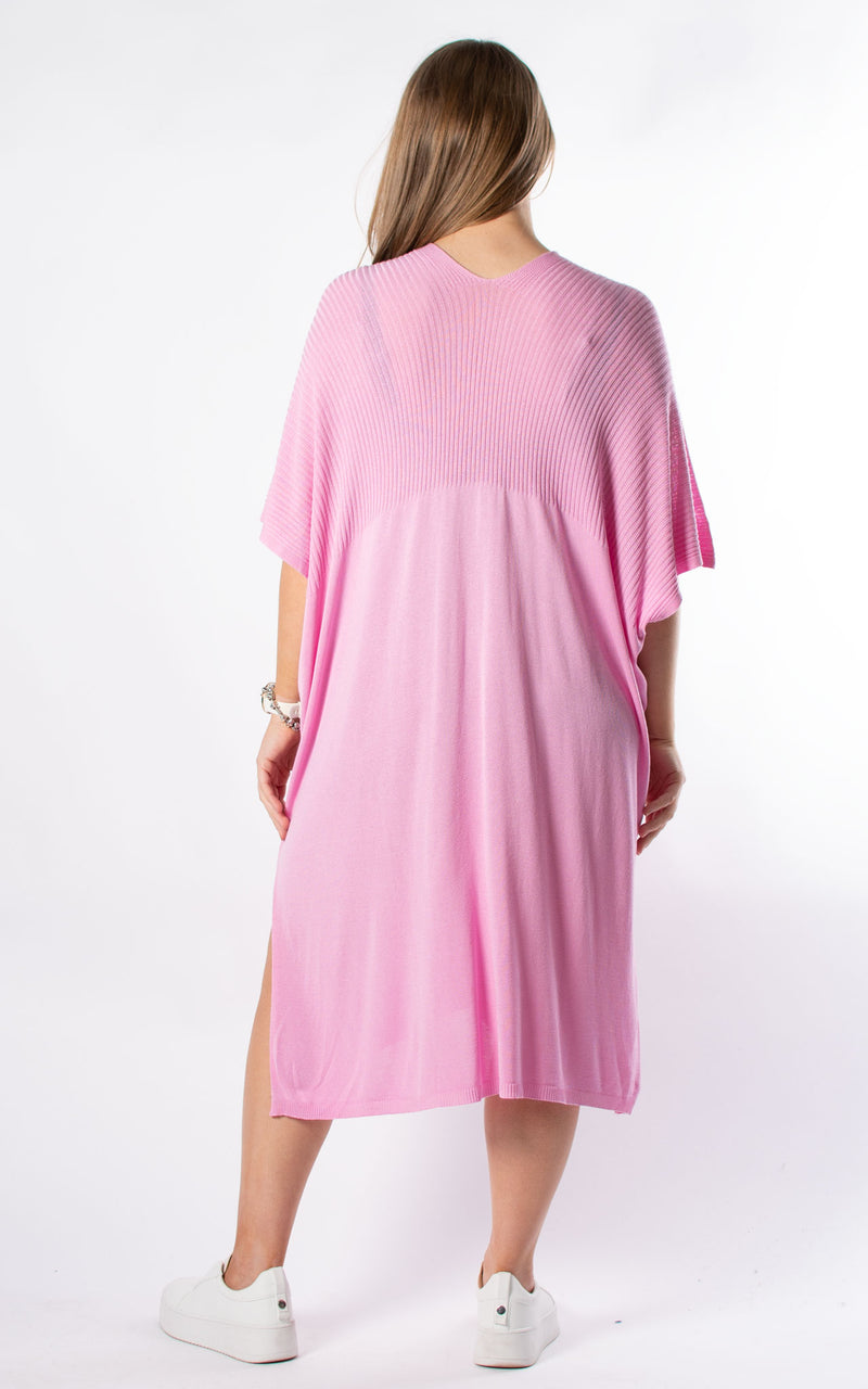 Ribbed Fine Knit Dress | Candy Pink