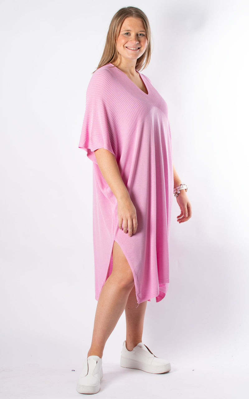 Ribbed Fine Knit Dress | Candy Pink