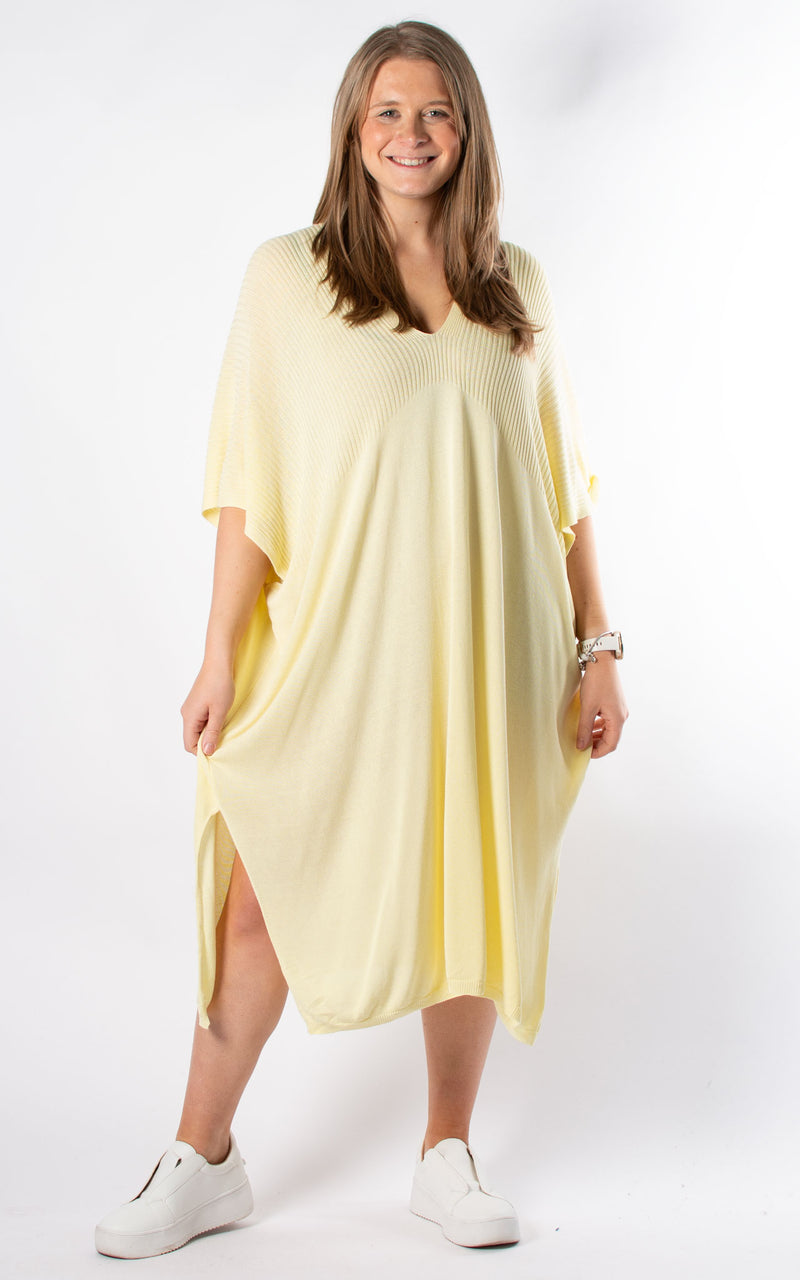 Ribbed Fine Knit Dress | Lemon