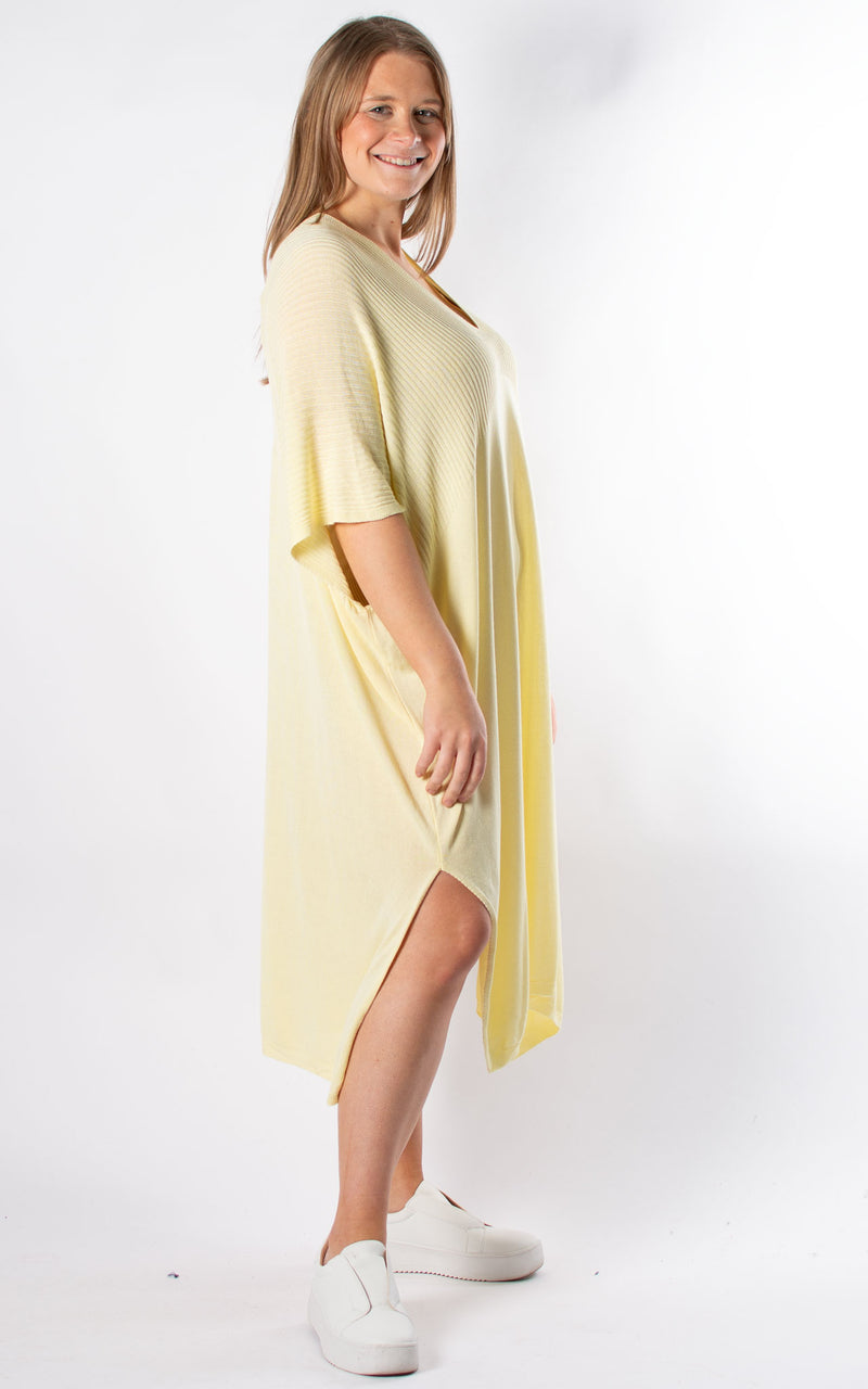 Ribbed Fine Knit Dress | Lemon