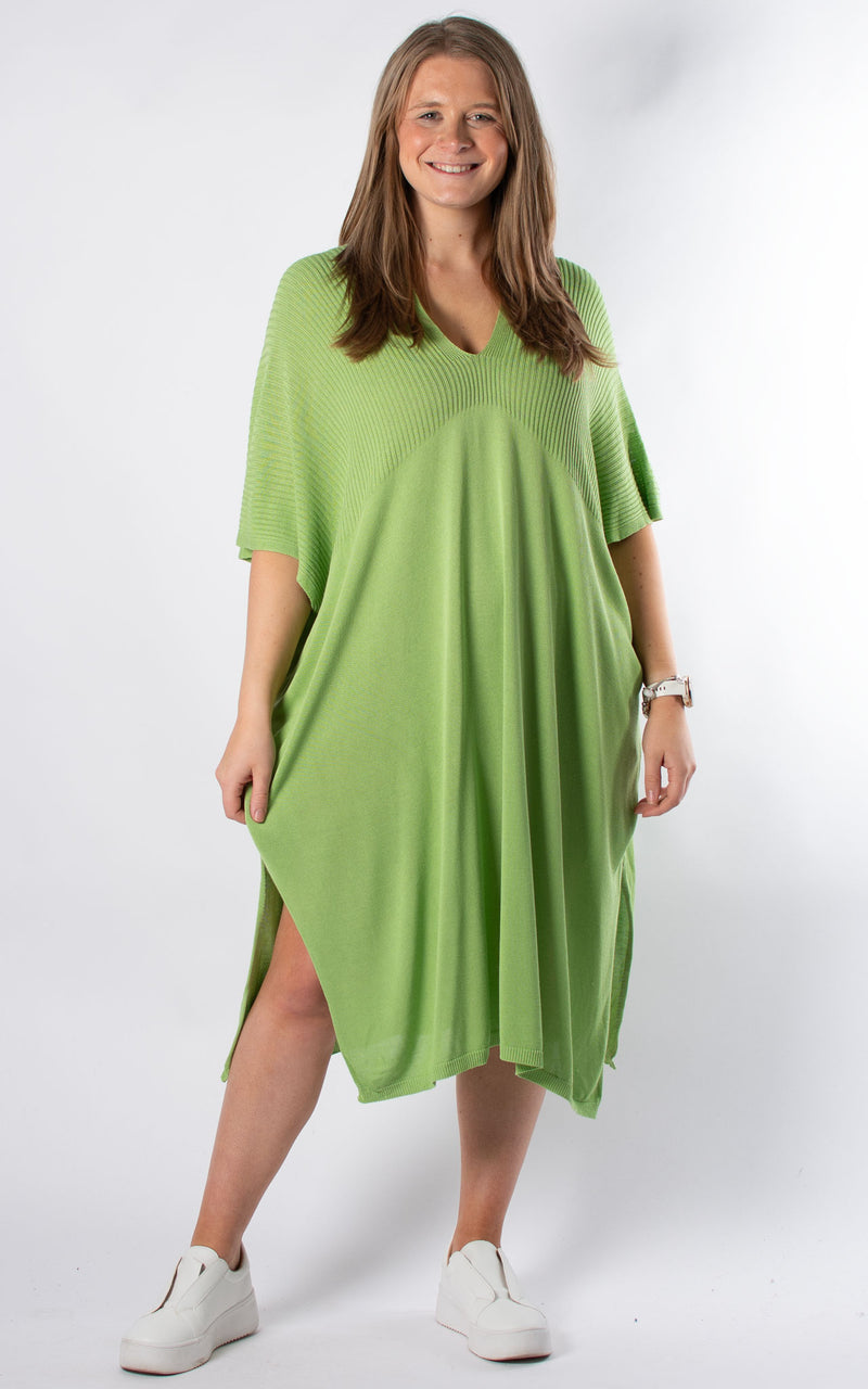 Ribbed Fine Knit Dress | Lime