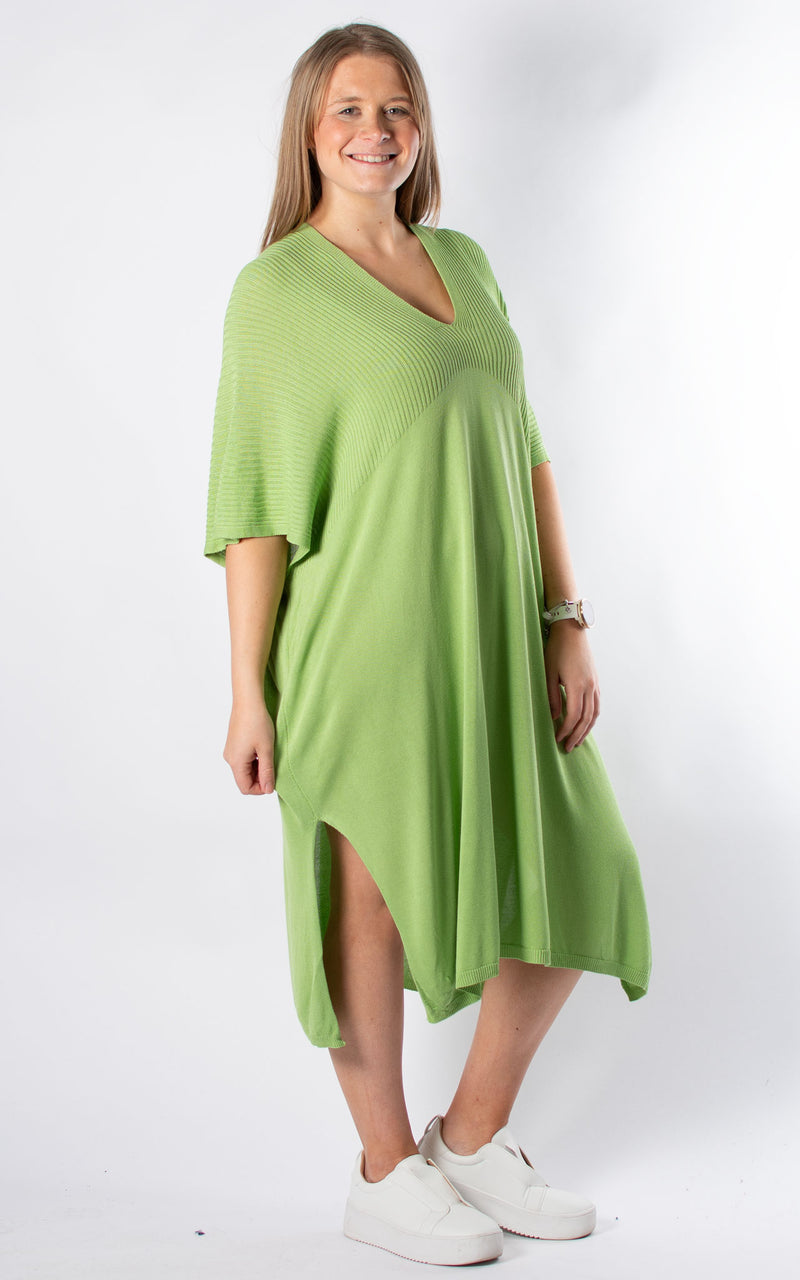 Ribbed Fine Knit Dress | Lime