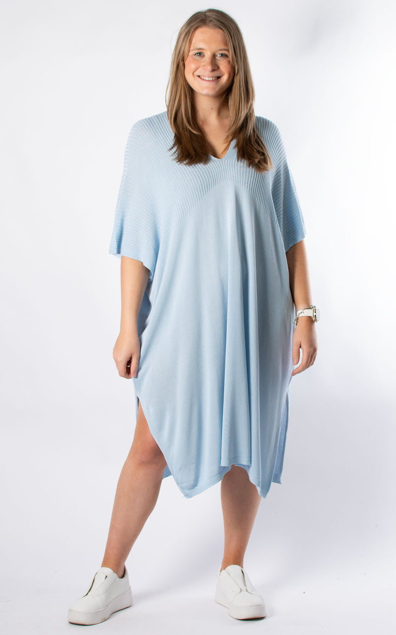 Ribbed Fine Knit Dress | Sky Blue
