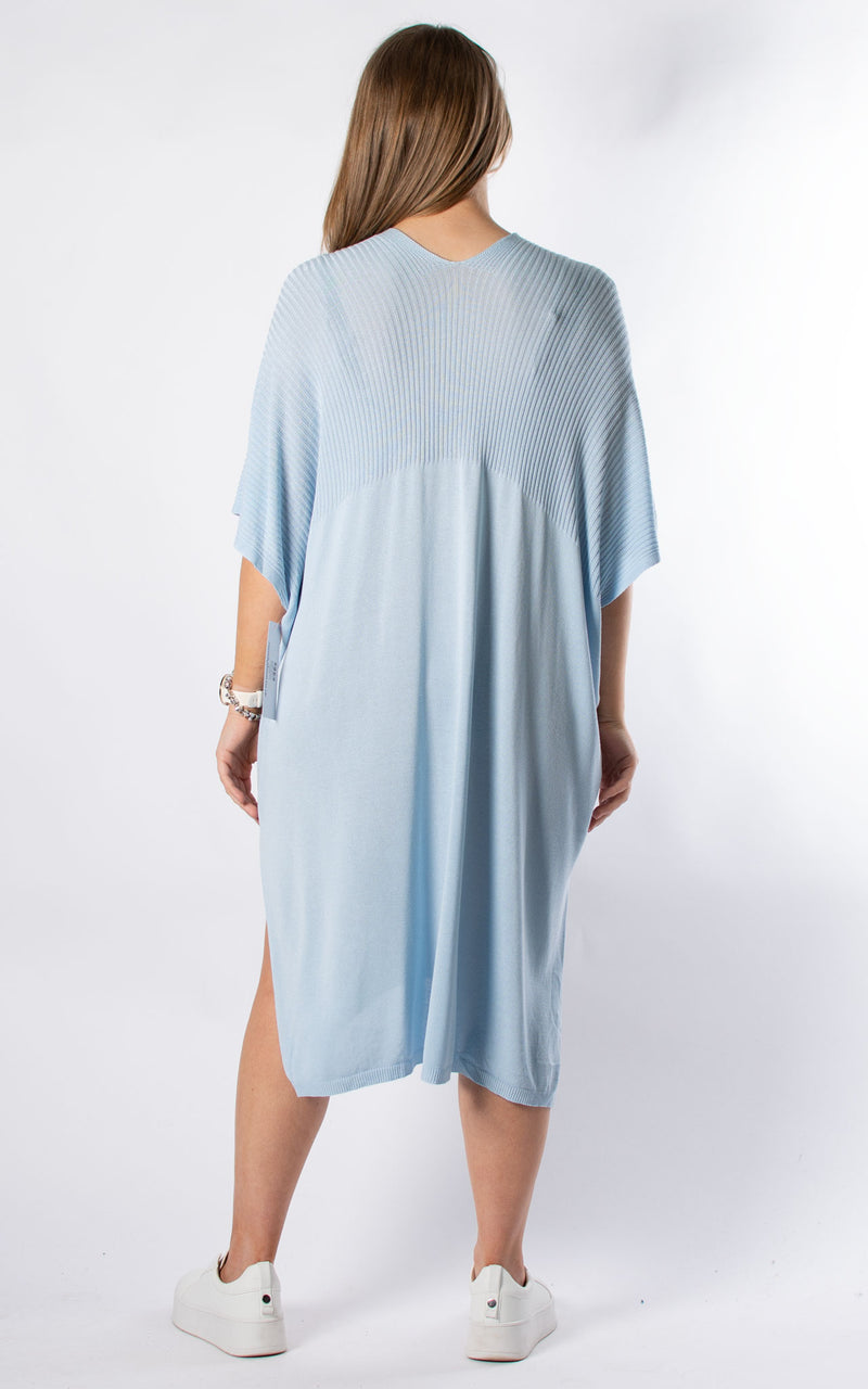 Ribbed Fine Knit Dress | Sky Blue