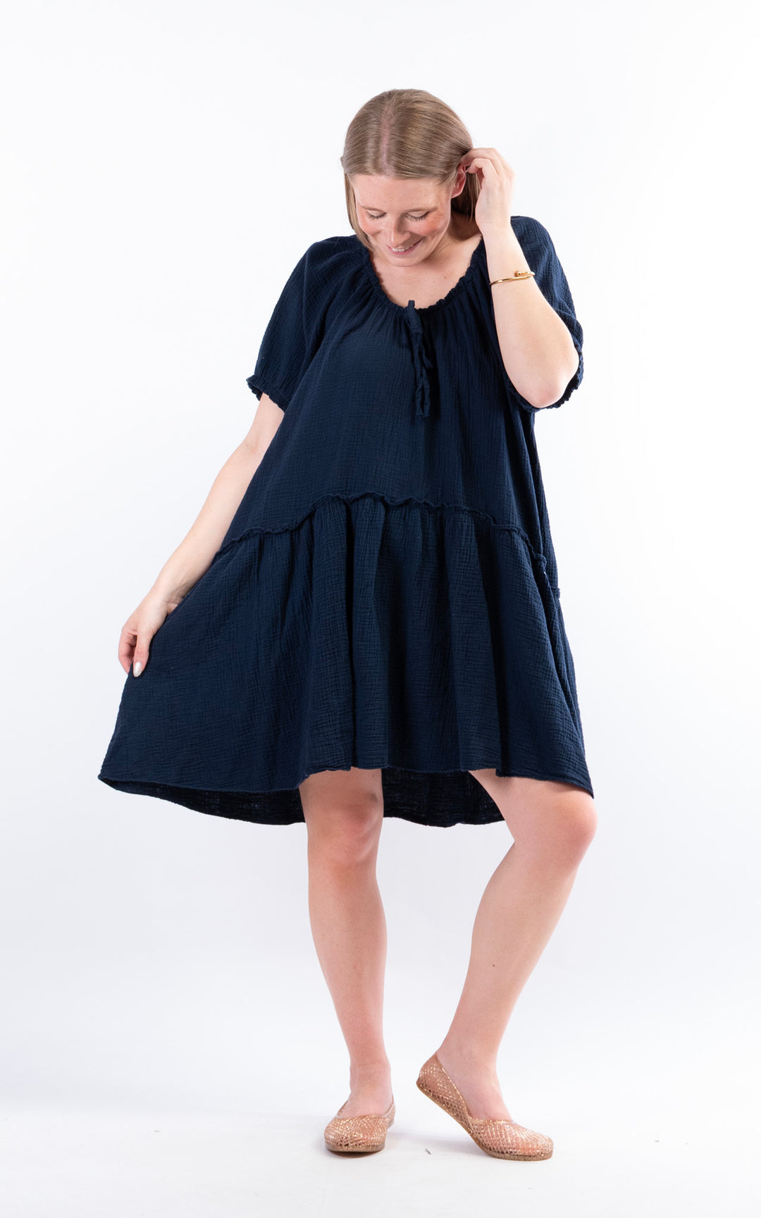 Rina Cotton Dress | Navy