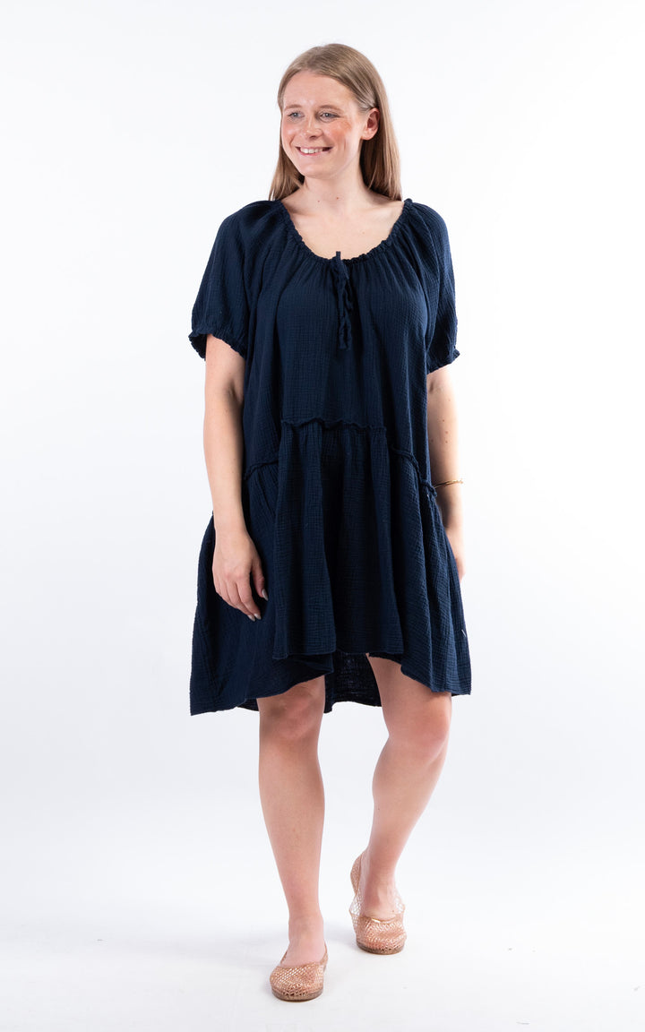 Rina Cotton Dress | Navy