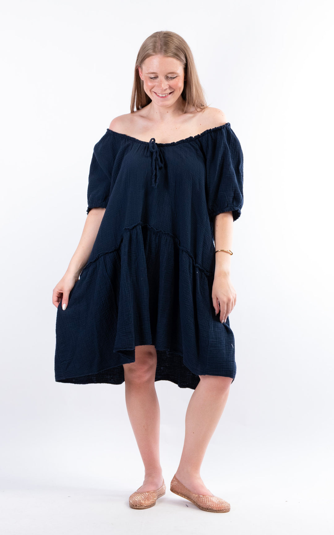 Rina Cotton Dress | Navy
