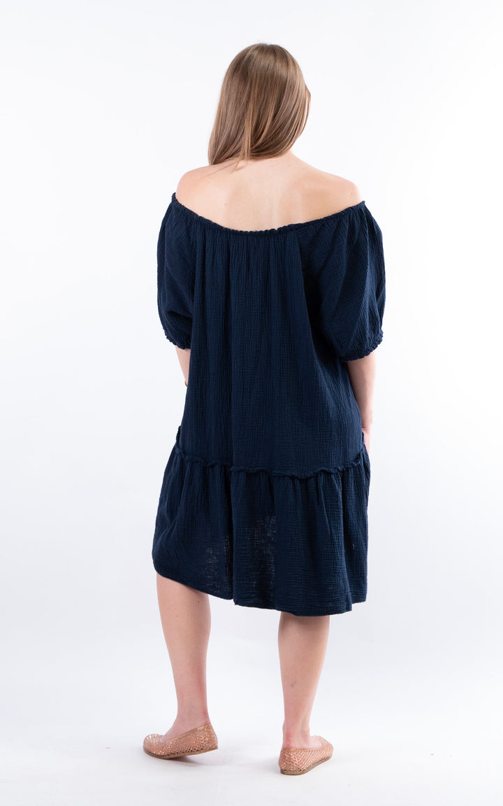 Rina Cotton Dress | Navy