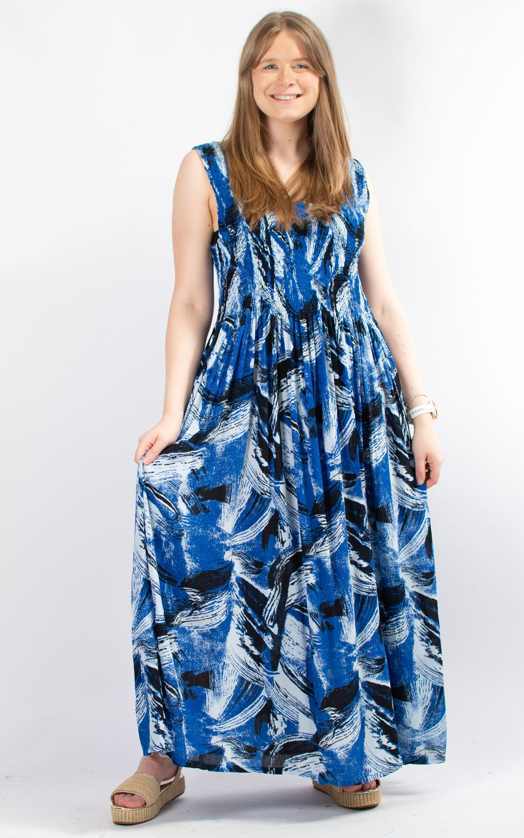 Rita Patterned Dress | Blue