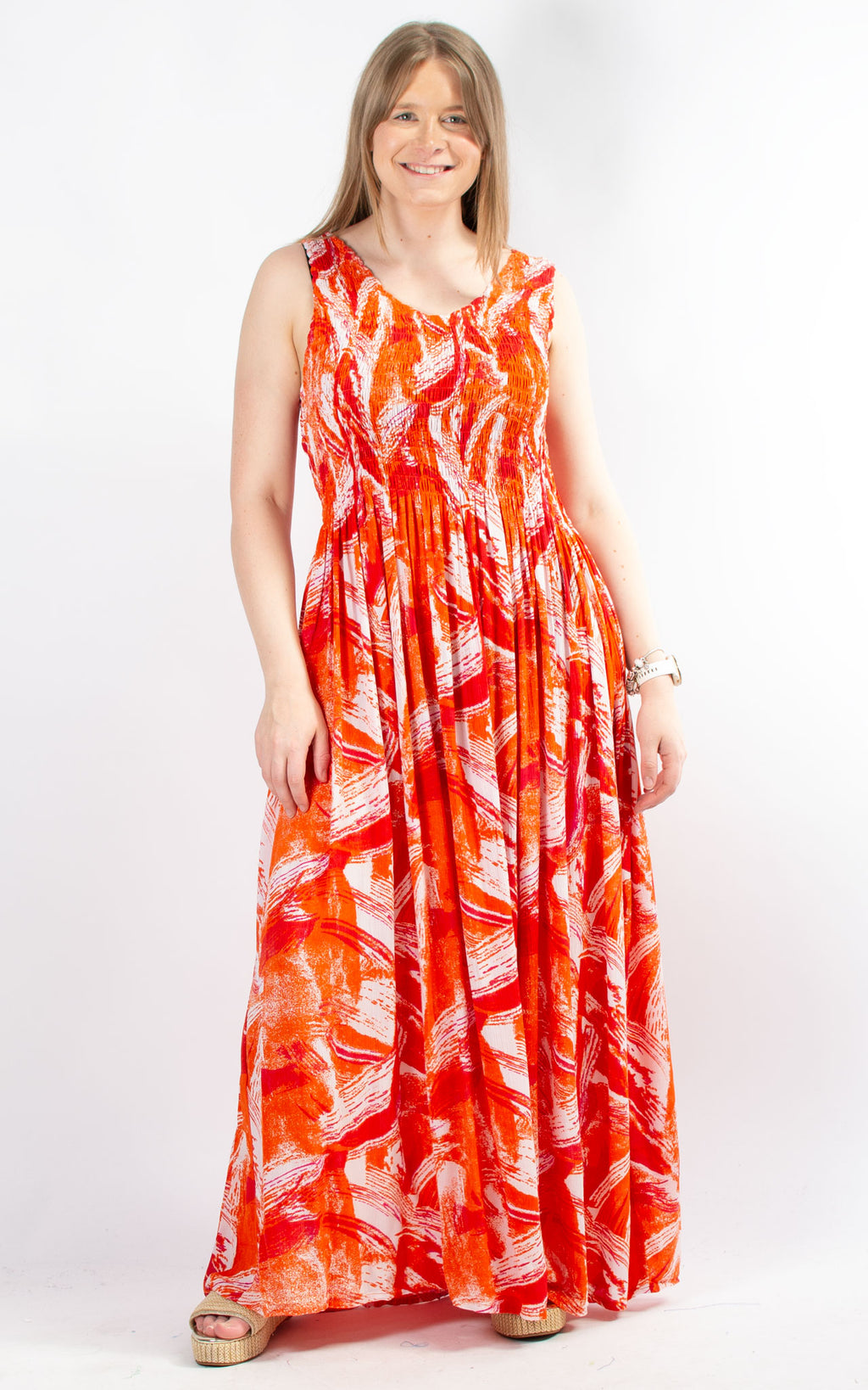 Rita Patterned Dress | Orange