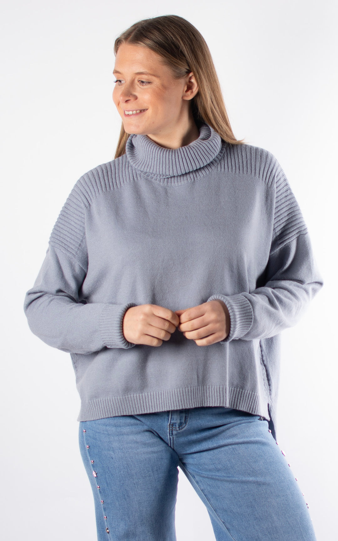 Roll Neck Jumper | Light Blue