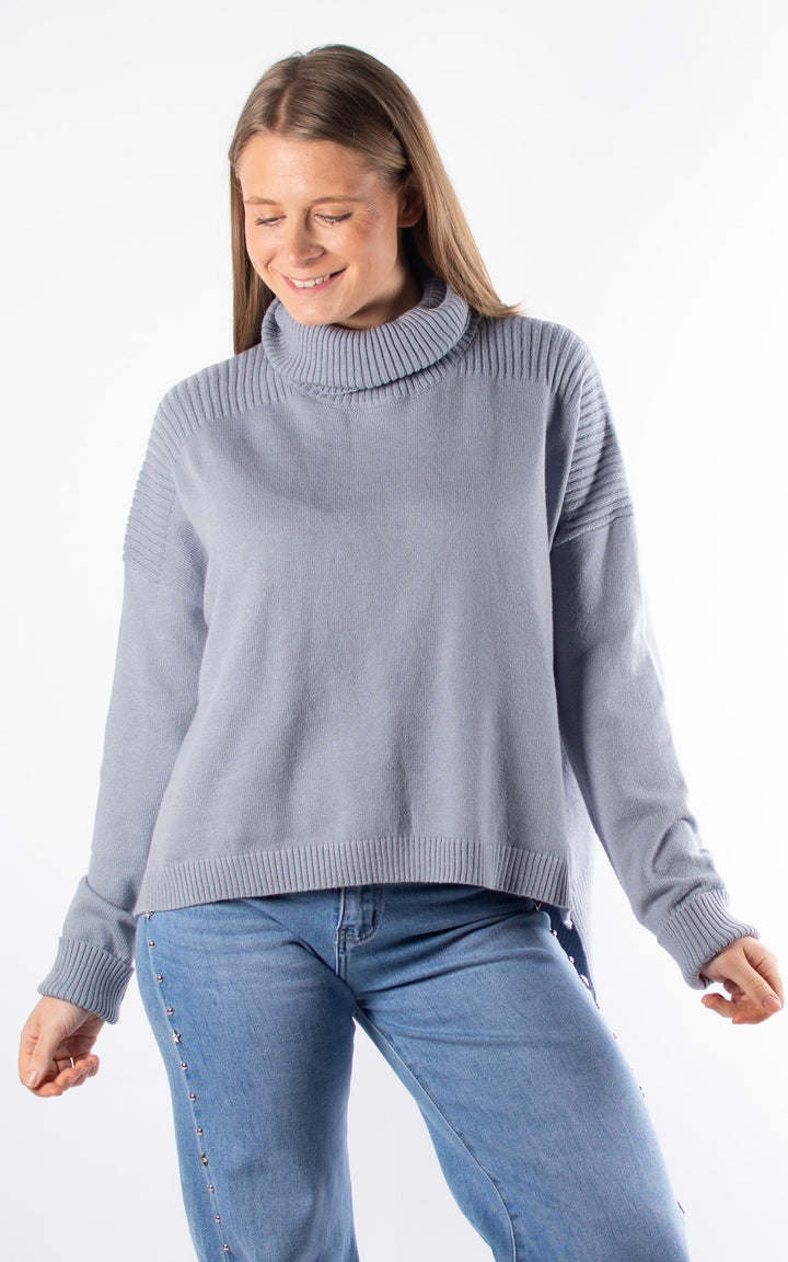 Roll Neck Jumper | Light Blue
