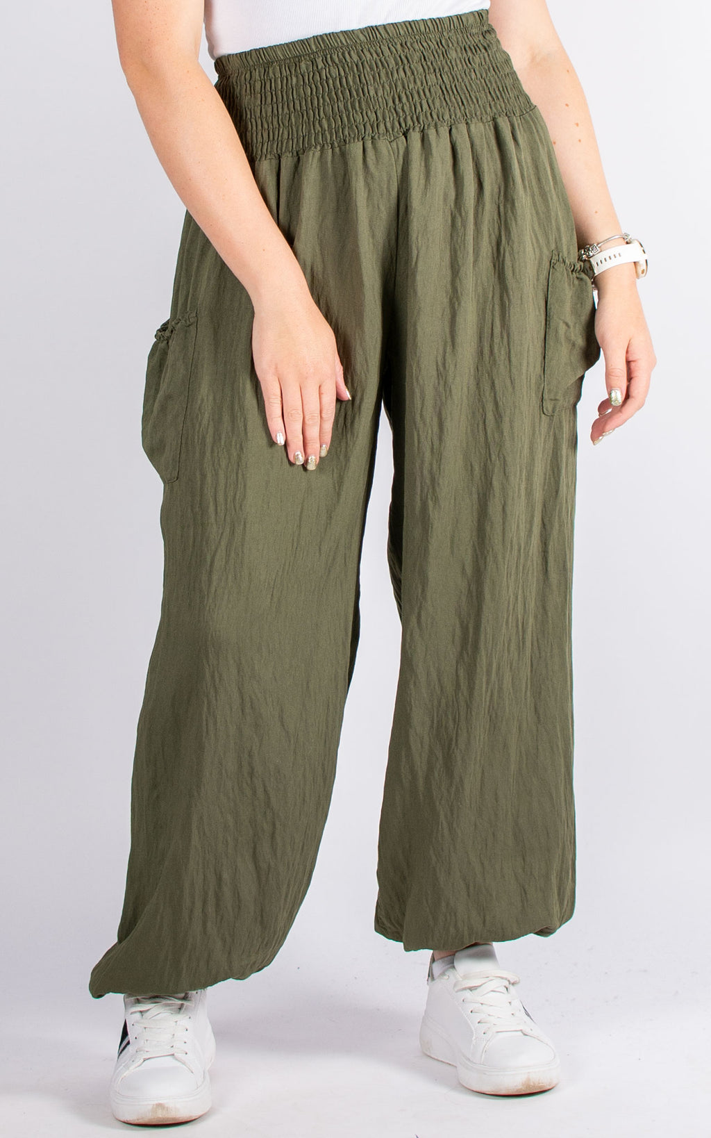 Roma High Waist Trousers | Khaki