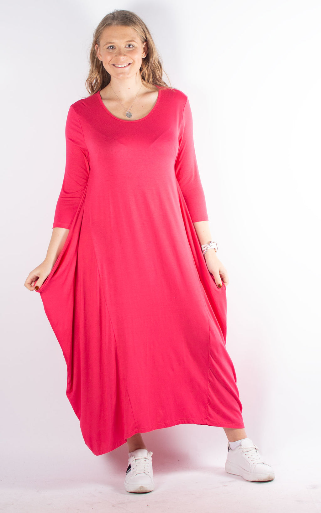 Rose Cocoon Dress | Hot Pink