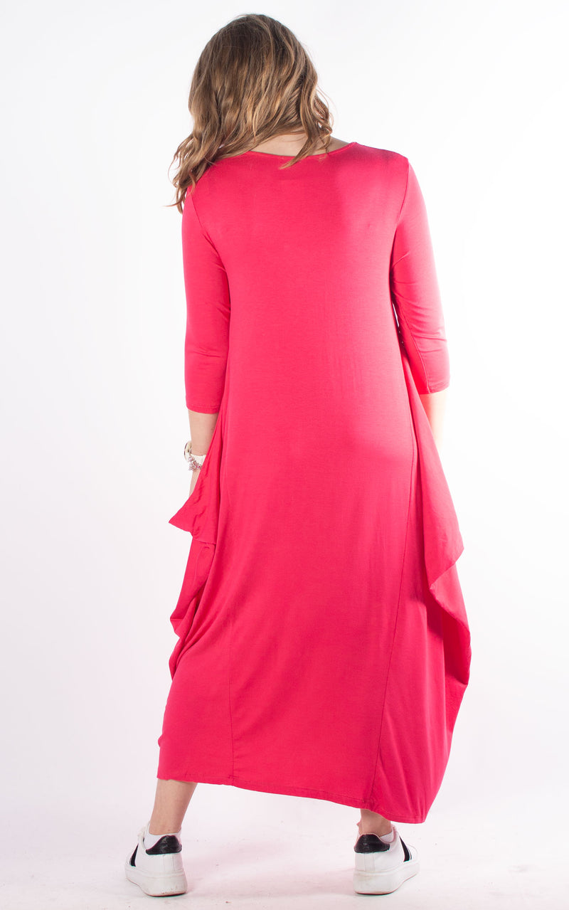 Rose Cocoon Dress | Hot Pink