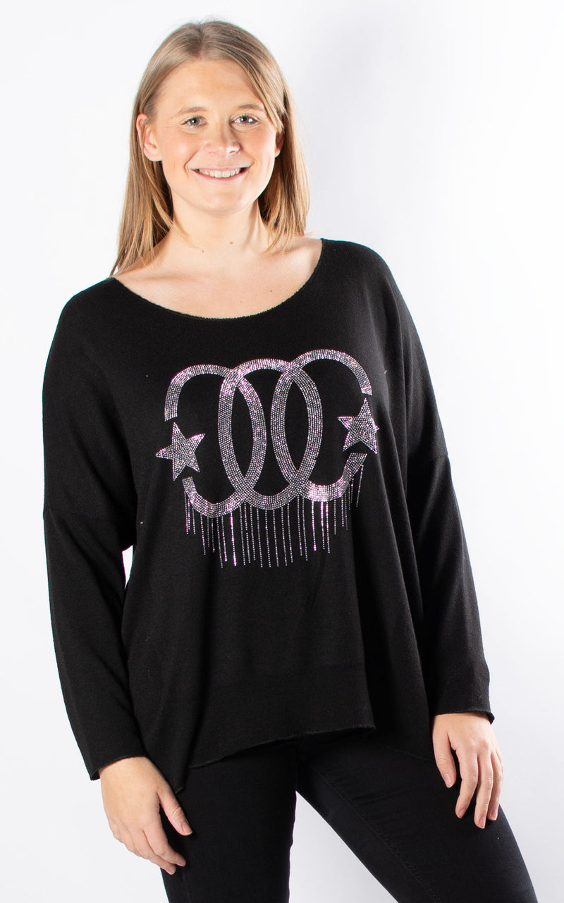 Rose Sparkle Top | Black