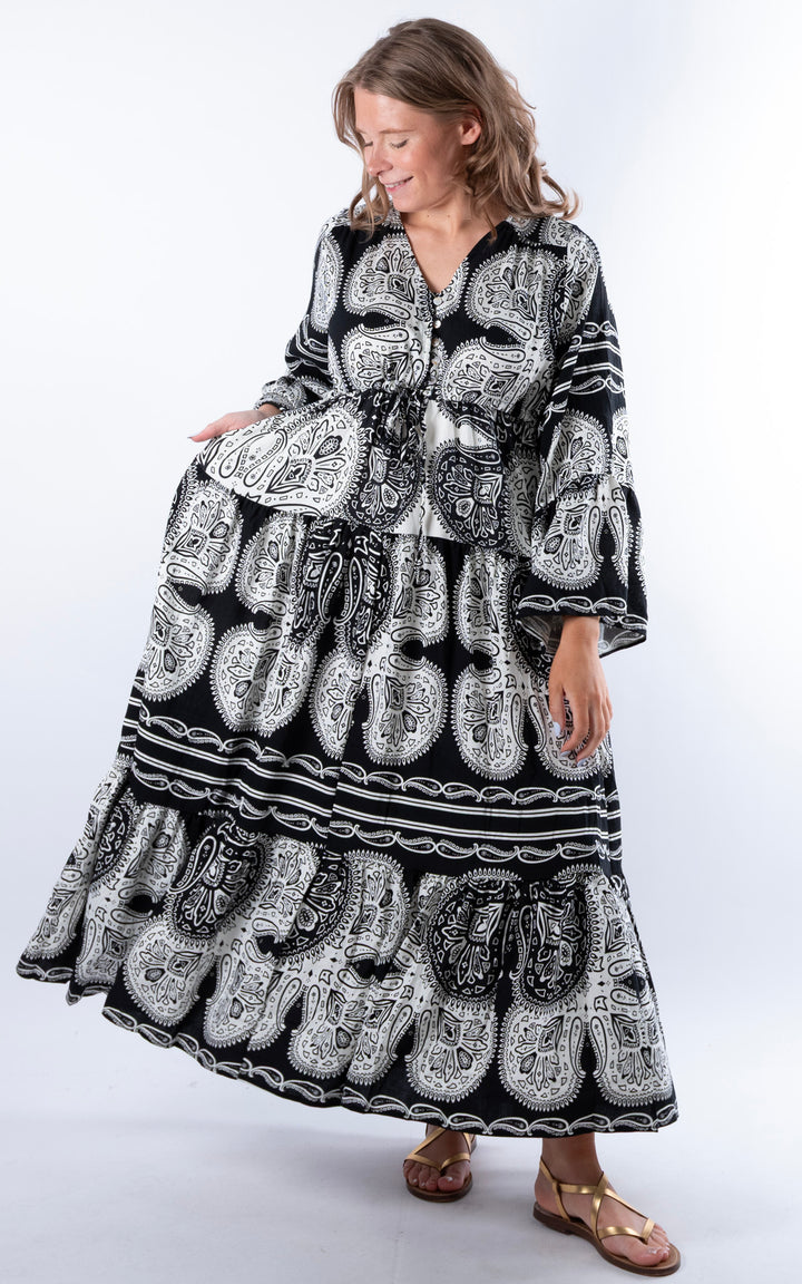 Rosetta Paisley Dress | Black