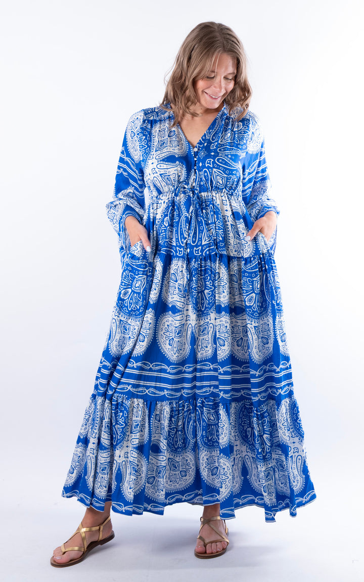 Rosetta Paisley Dress | Cobalt