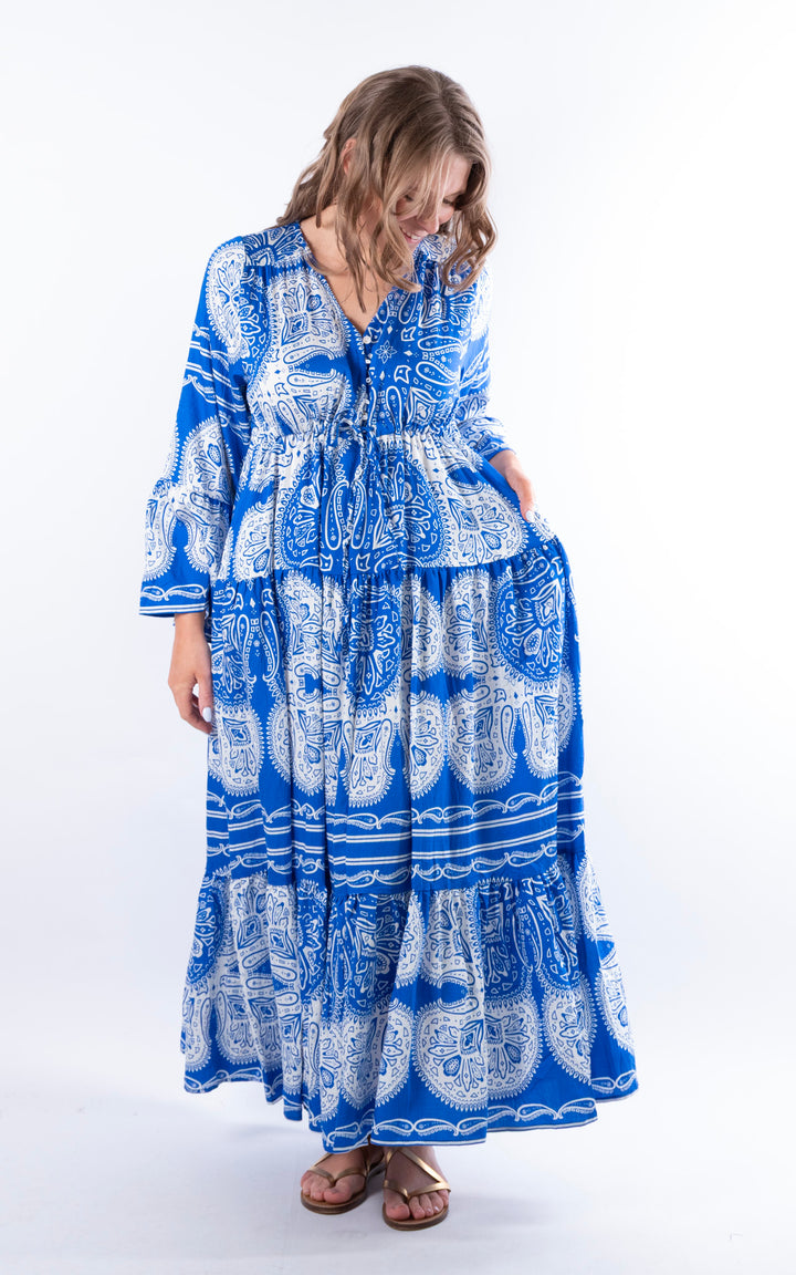 Rosetta Paisley Dress | Cobalt