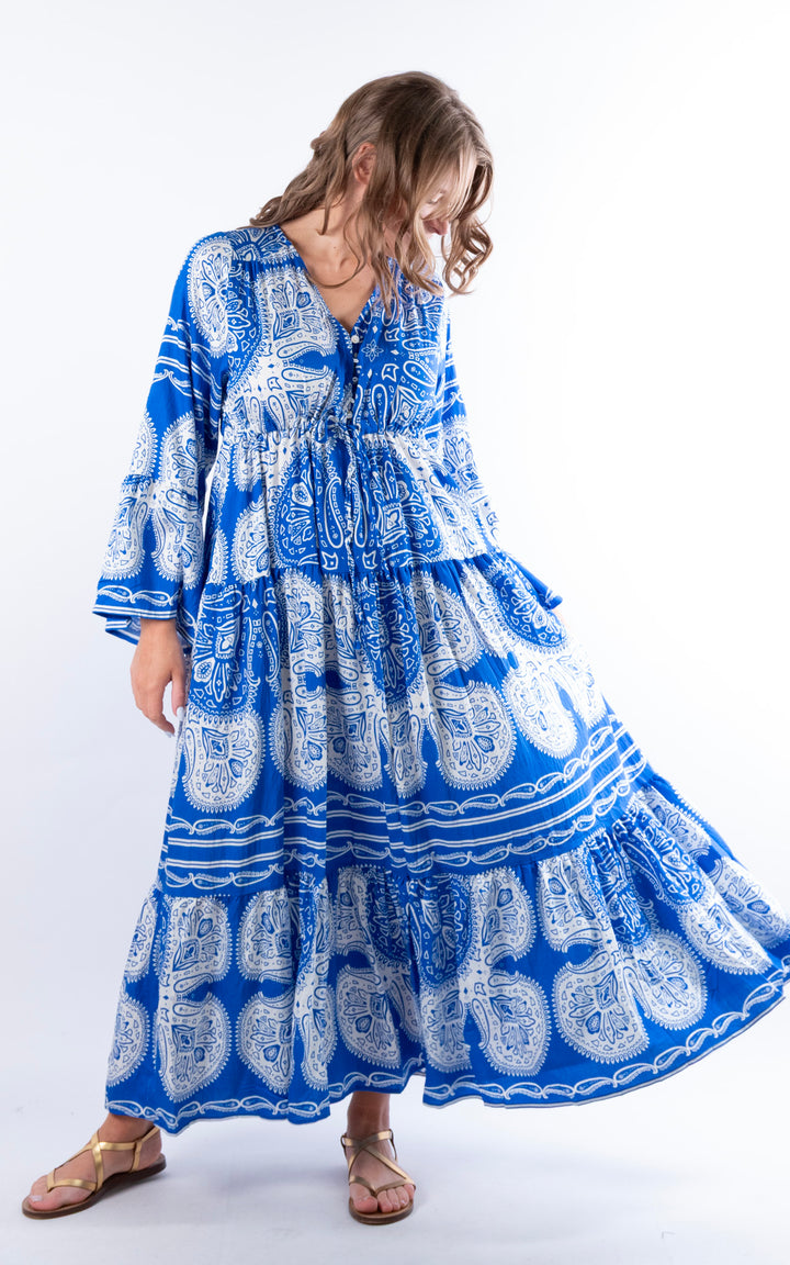 Rosetta Paisley Dress | Cobalt