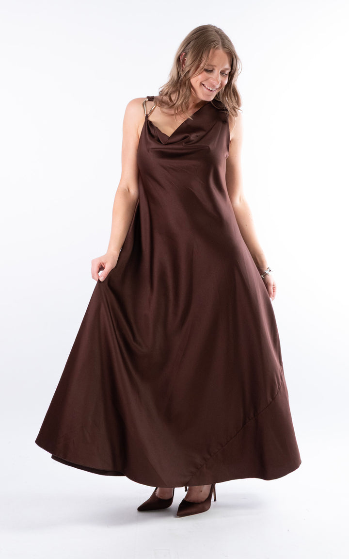 Roxanna Silk Maxi Dress | Chocolate