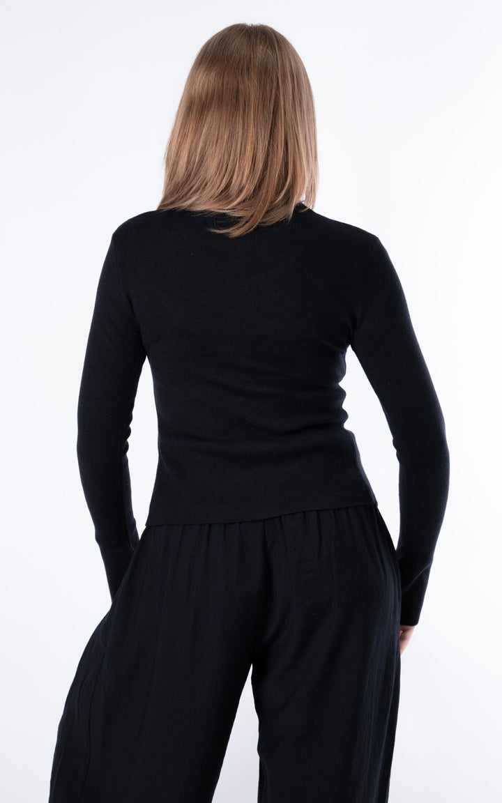 Ruched Button Cardigan | Black