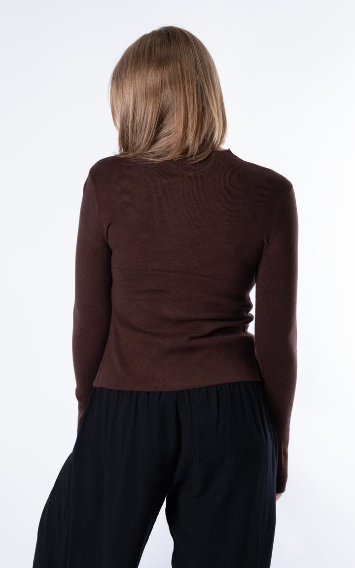 Ruched Button Cardigan | Chocolate