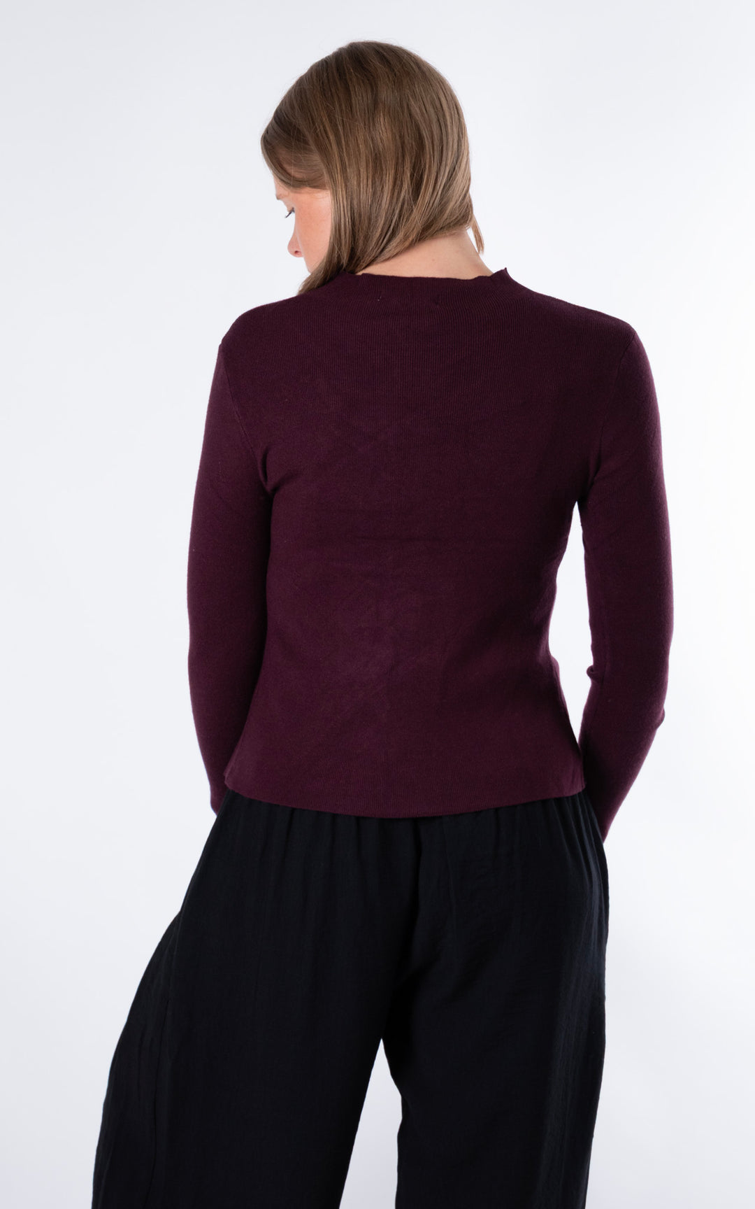Ruched Button Cardigan | Plum
