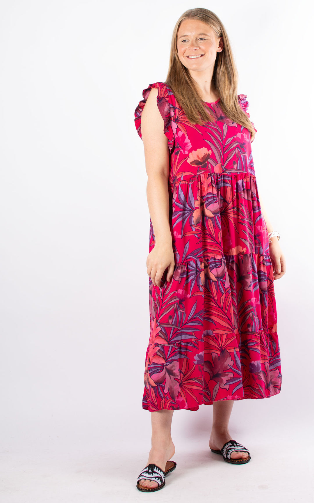 Ruffle Sleeve Floral Dress | Cherry