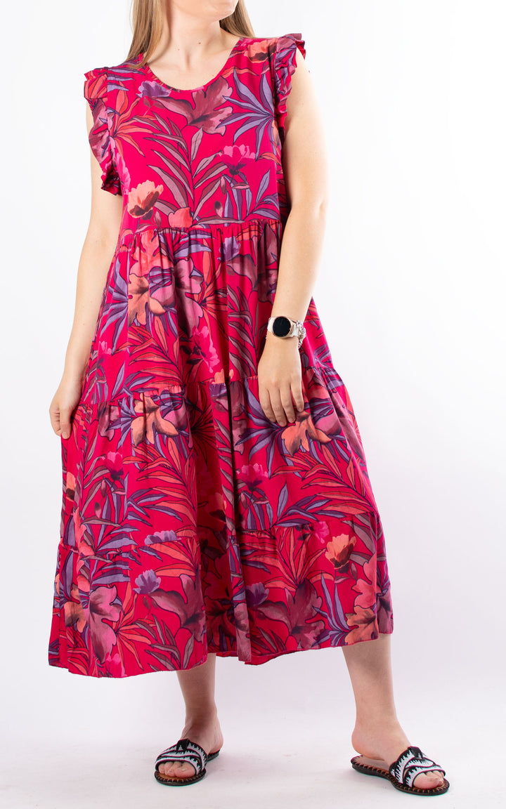 Ruffle Sleeve Floral Dress | Cherry