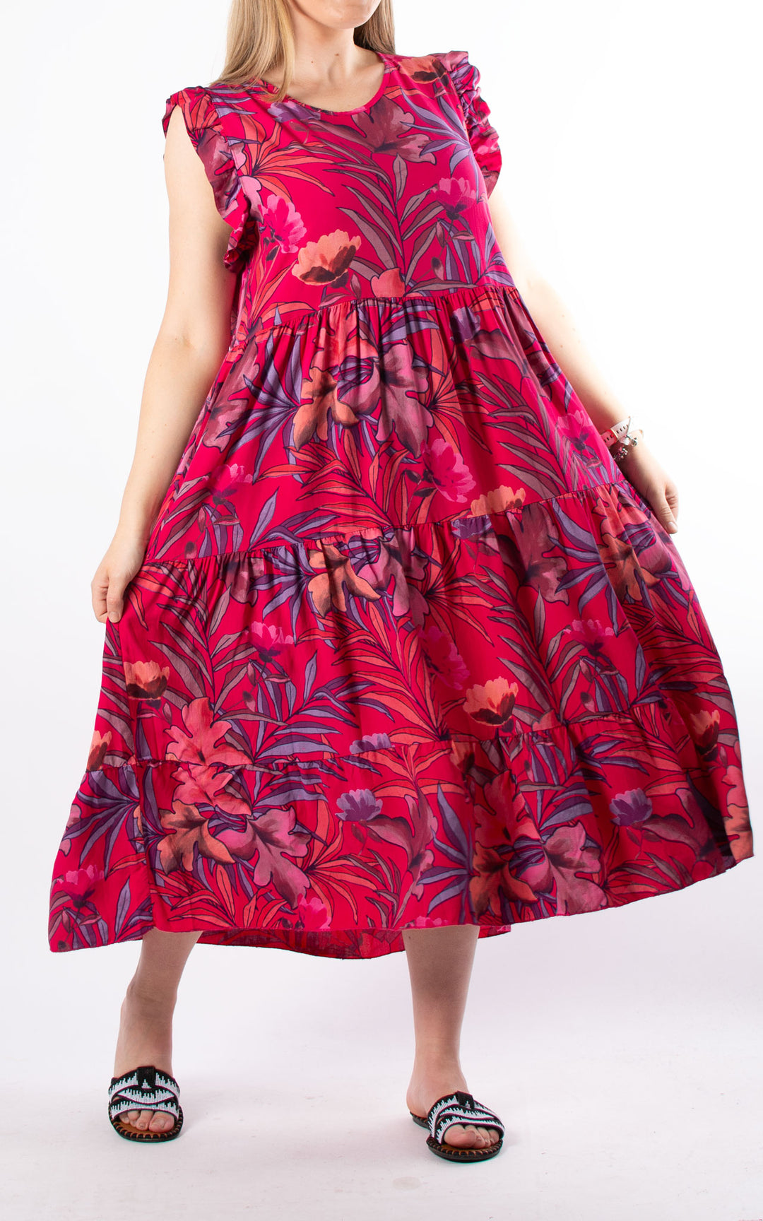 Ruffle Sleeve Floral Dress | Cherry
