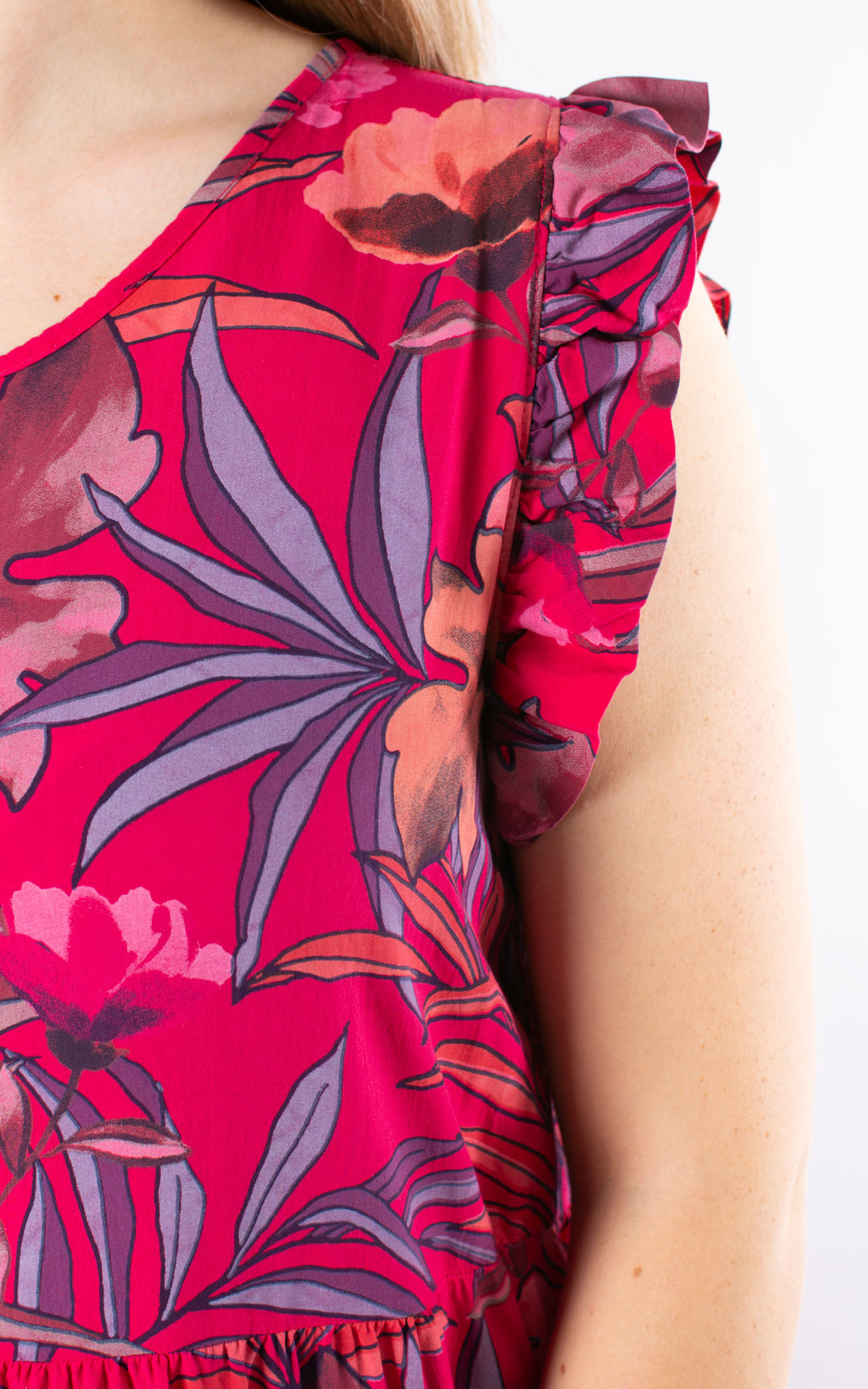 Ruffle Sleeve Floral Dress | Cherry