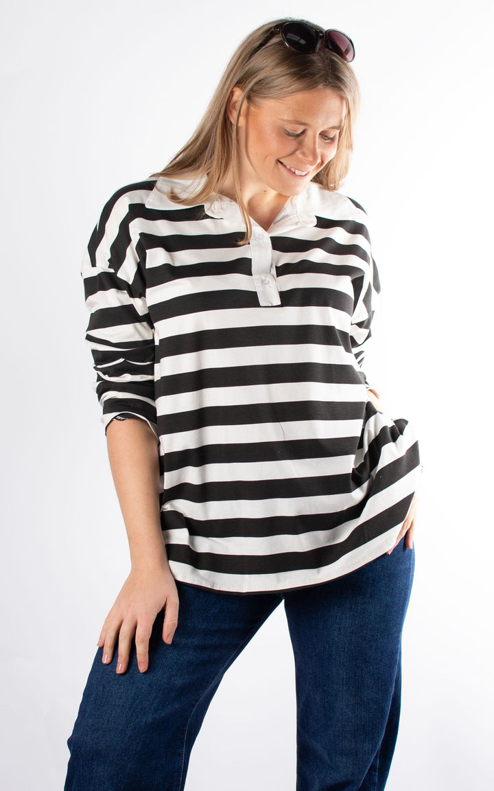 Rugby Stripe Top | Black