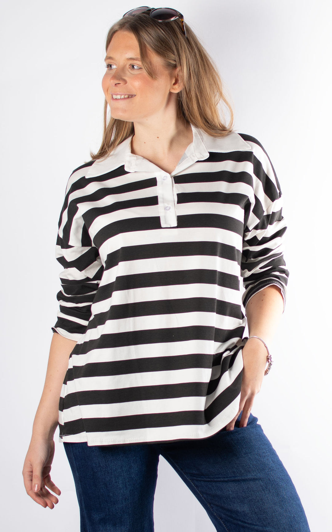 Rugby Stripe Top | Black