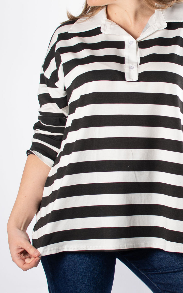 Rugby Stripe Top | Black