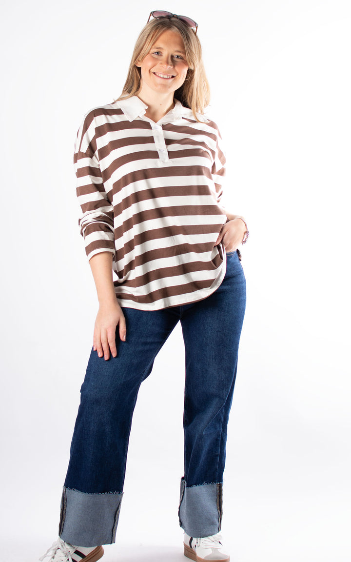 Rugby Stripe Top | Chocolate