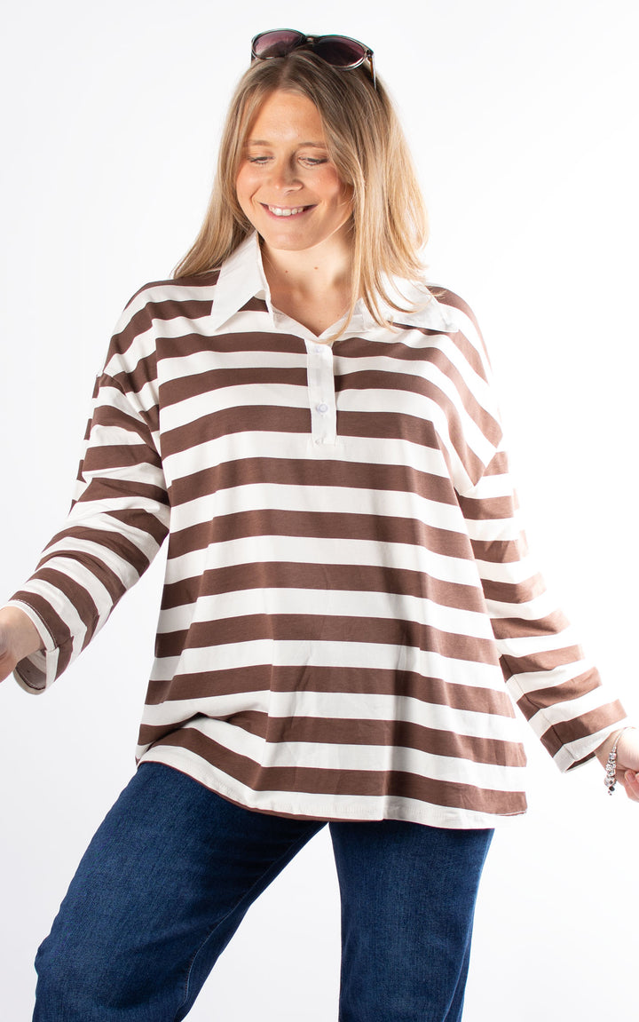 Rugby Stripe Top | Chocolate