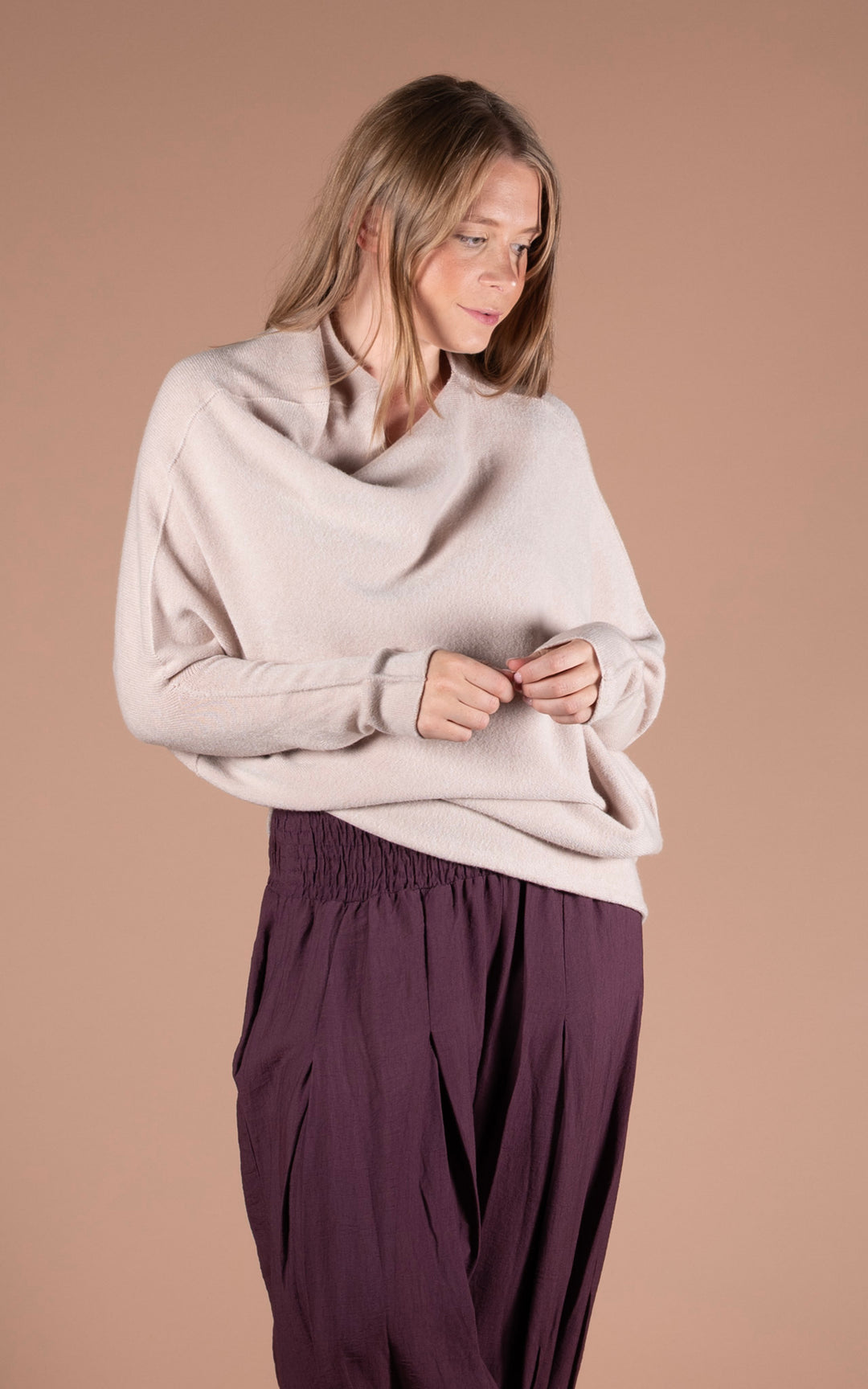 Saffron Asymmetric Jumper | Beige